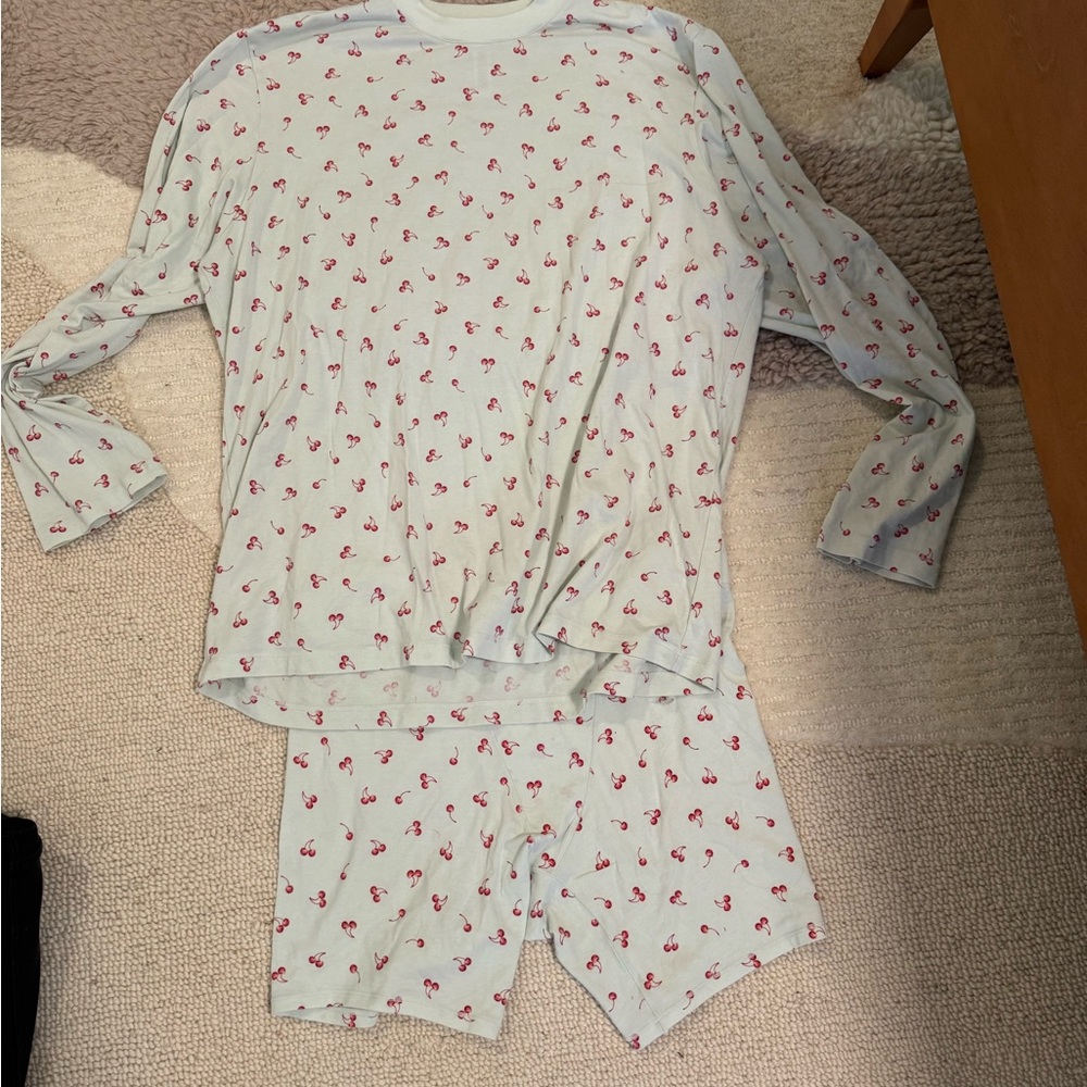 Skims cherry long sleeve and boxer set